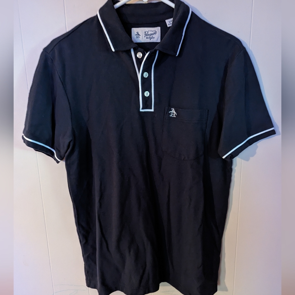 Original Penguin Polo Shirt Men's Black Size Small Short Sleeve Pocket Logo